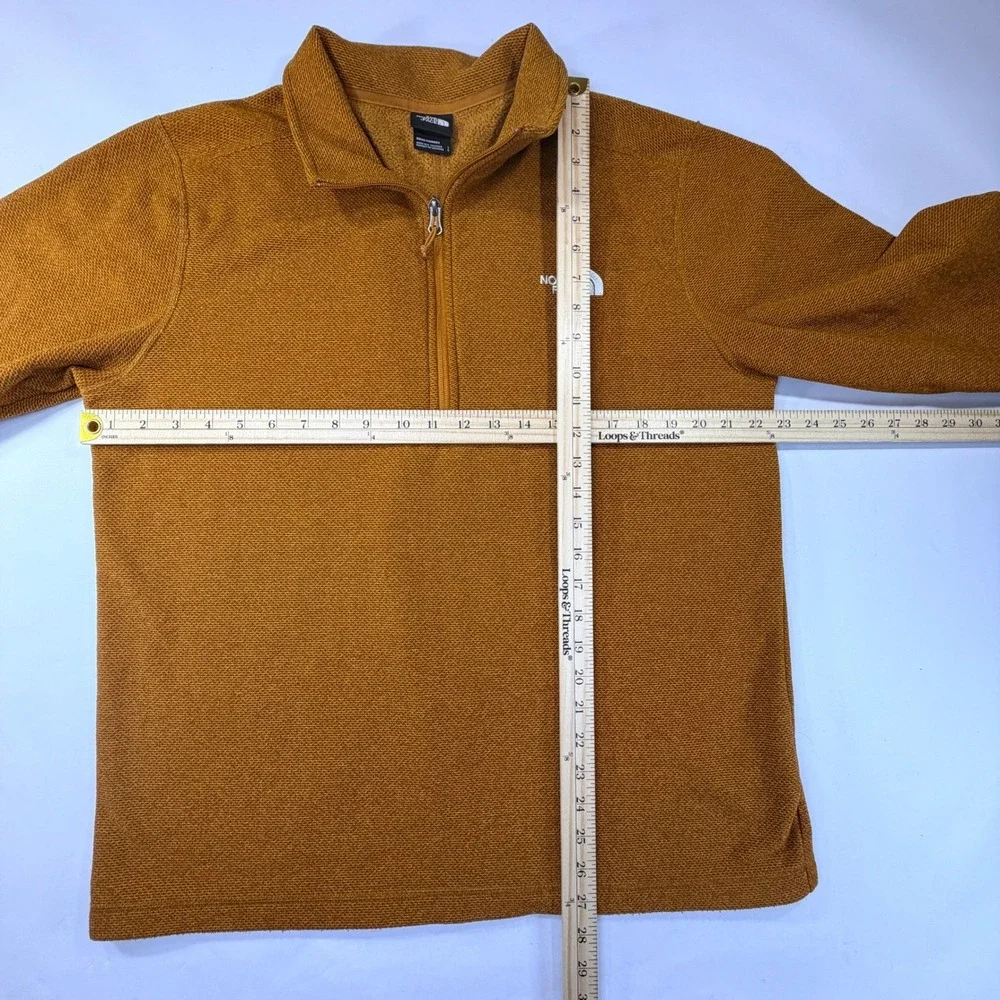 The North Face Textured Fleece Mens L Mustard Brown Quarter Zip Pullover Outdoor